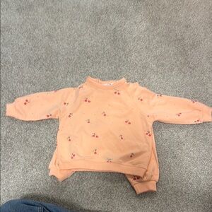 Peach Cherry Print Sweatshirt